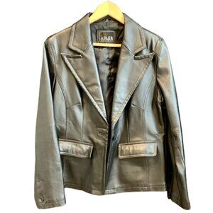 Adler Collection Womens Black Leather Vintage Jacket Blazer Size XL